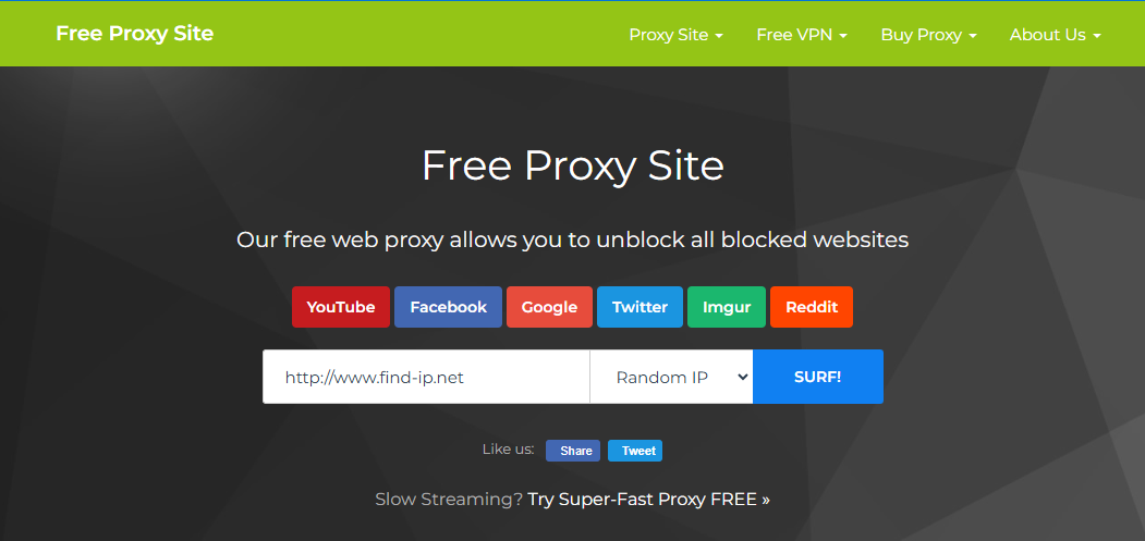 WebプロキシFree Proxy Site